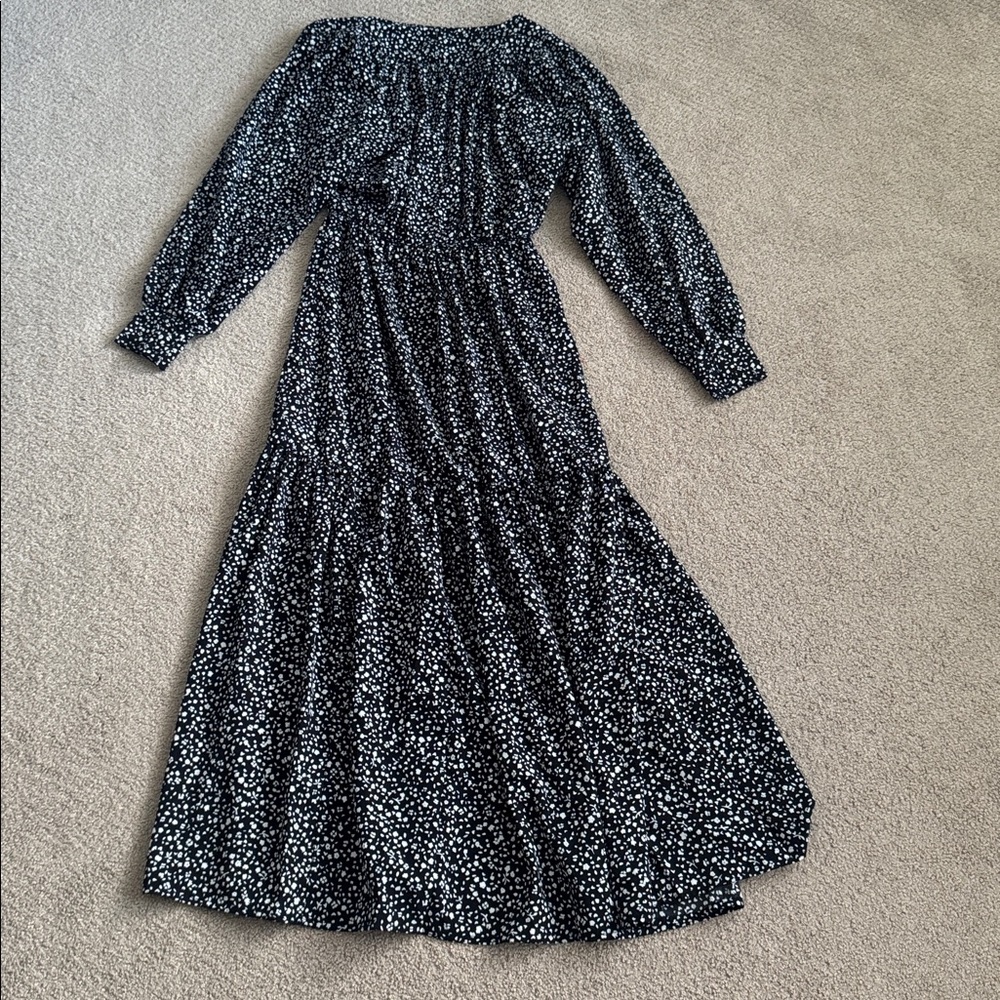 316M RTR Sweet Baby Jamie Black Ditsy Long Sleeve Boho Maxi Dress - Size: XS - Picture 7 of 8